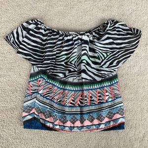 Multi color off the shoulder top